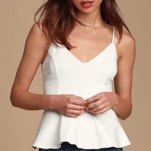 Lulus Brook White Sleeveless Peplum Top